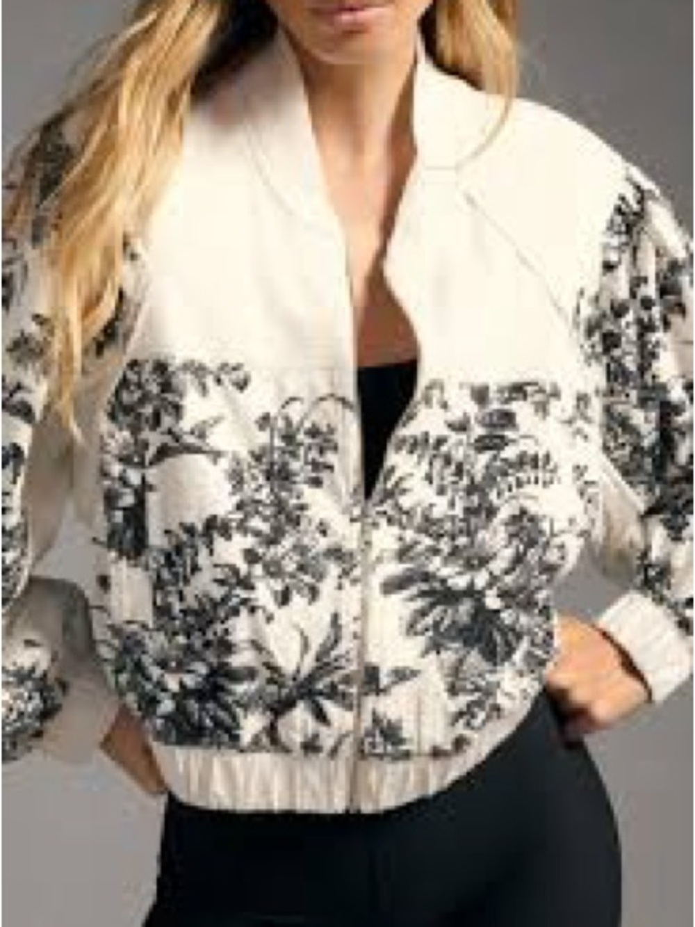 Daily Practice by Anthropologie Valencia Half-Sleeve Bomber Jacket Top. ((White)